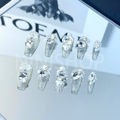 【1DN-C8409】Handmade Press-On Nails Pure desire full of diamonds