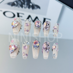 【1DN-C8438】Handmade Press-On Nails Pink lady