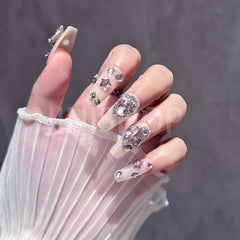 【1DN-C8438】Handmade Press-On Nails Pink lady