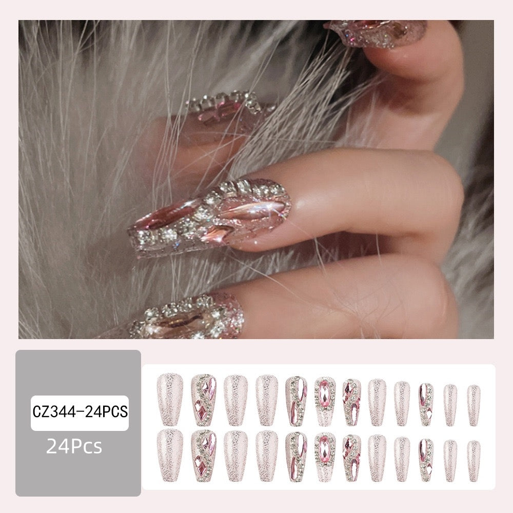 【YTT-CZ344】24PCS flashing pink diamonds